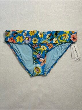 Jantzen 14 Bottoms Bikini Foldover Waistband in Multi Blue Floral NWT